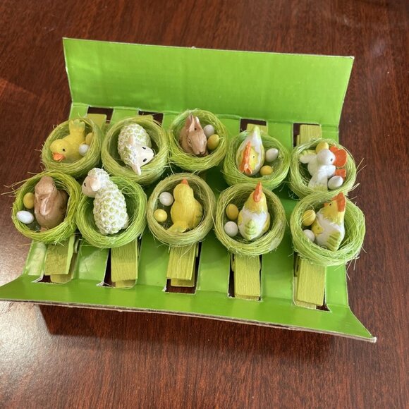 Tchibo 10 Hand-Painted Decorative Clips For Crafting - NIB - Picture 1 of 6